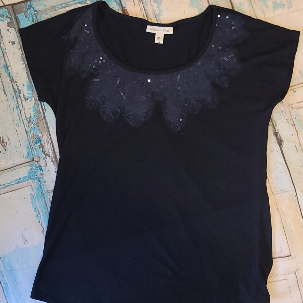 Navy sequins top